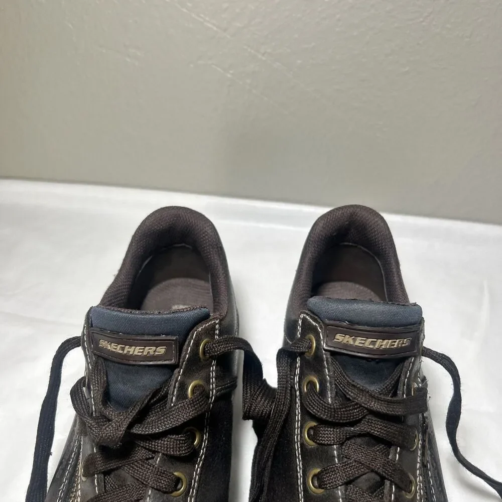 Vtg Y2K Skechers Tredd Jammers Womens 8 46406 Dark-Brown Chunky Shoes Lace-Up
